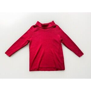 J. Jill Sweater Women Red Solid Cowl Neck Long Sleeve Thermal Top Waffle Medium